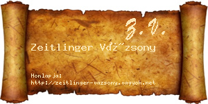 Zeitlinger Vázsony névjegykártya